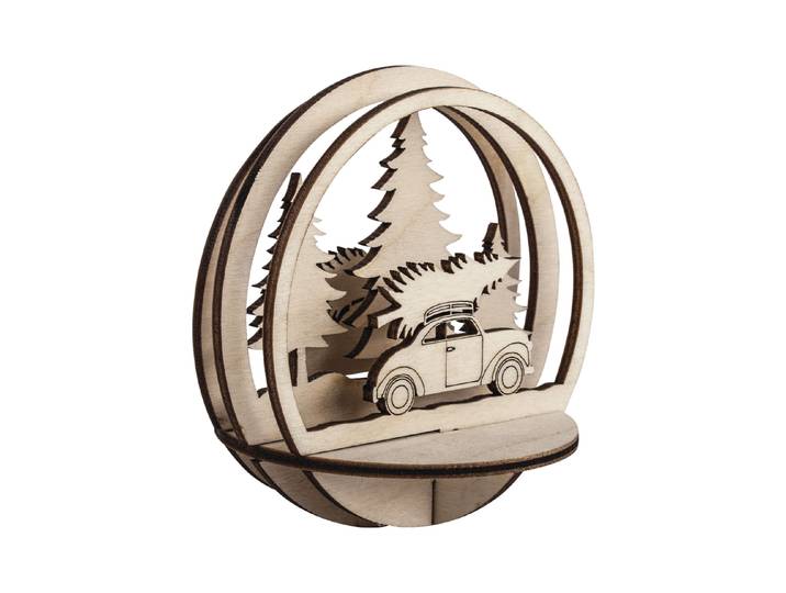 Rayher Holz-Steckfiguren Auto und Baum ⌀ 10 cm 5 Stück