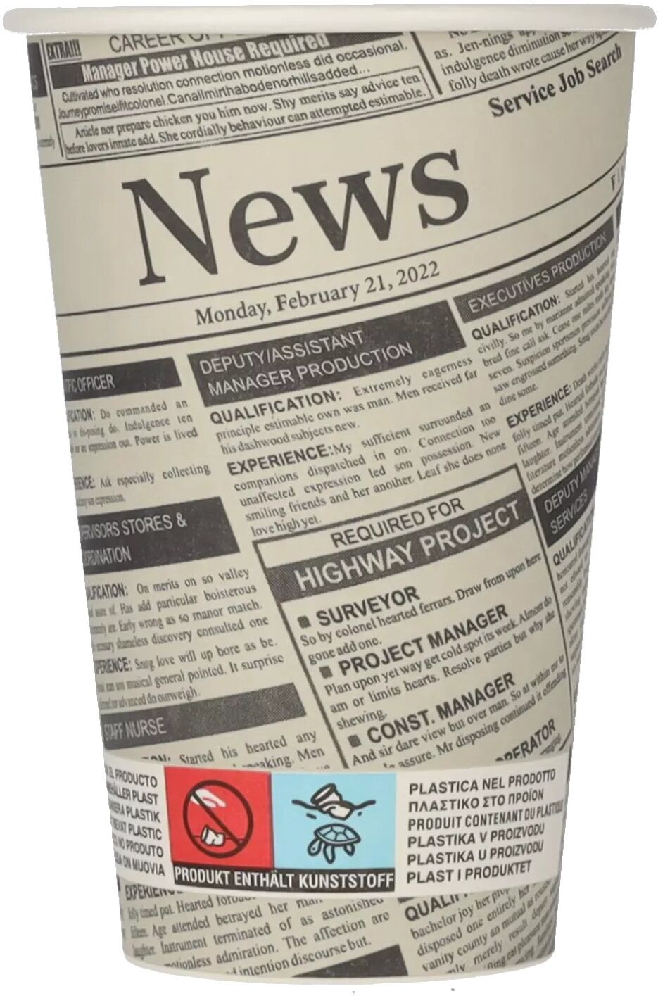 Papstar Kaffeebecher To Go Newsprint-Design 0,3l 50 Stück
