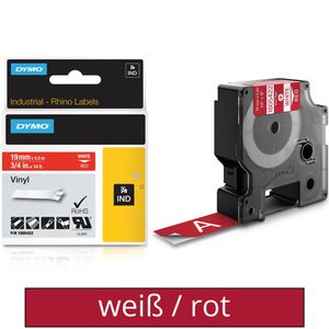 Dymo 1805422 Rhino 19mm Schriftband IND weiß rot