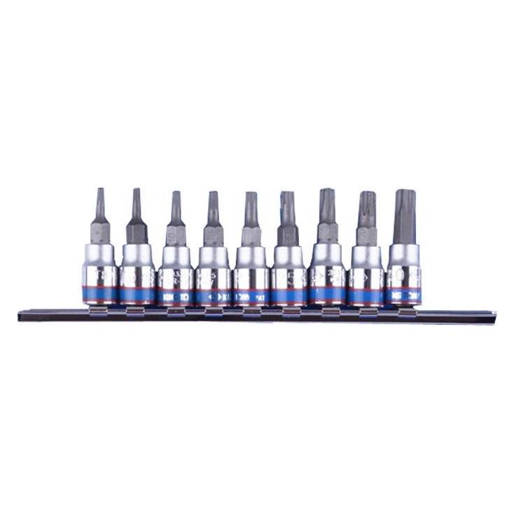 King Juego de vasos 1/4" Torx sobre rail - 9piezas (1/4") (2109PR)