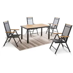 Gartenmöbel Set Merida 5-tlg. Holz Schwarz