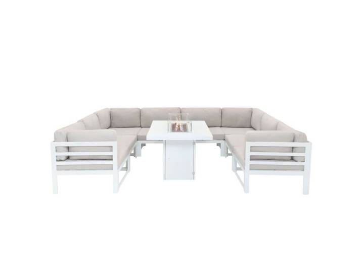 Ensemble de Meuble de Jardin Aluminum Blanc Modulaire 9 Pcs Canapé Table Foyer