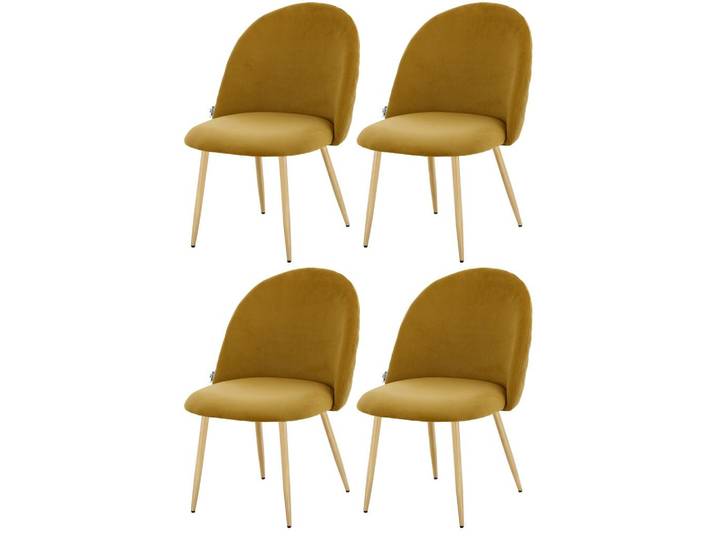 Polsterstuhl Artdeco Dunkelgelb, Beine Gold