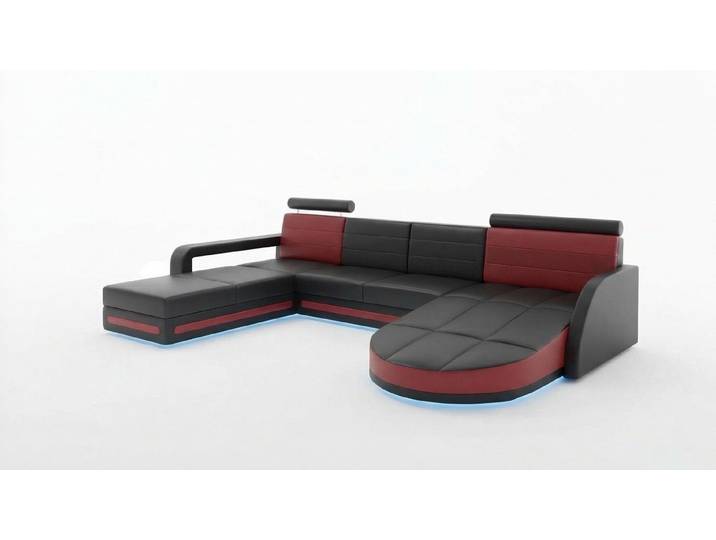 JVmoebel Wohnlandschaft Schwarze Eckcouch mit LED-Funktion und USB-Anschlüssen, Made in Europa