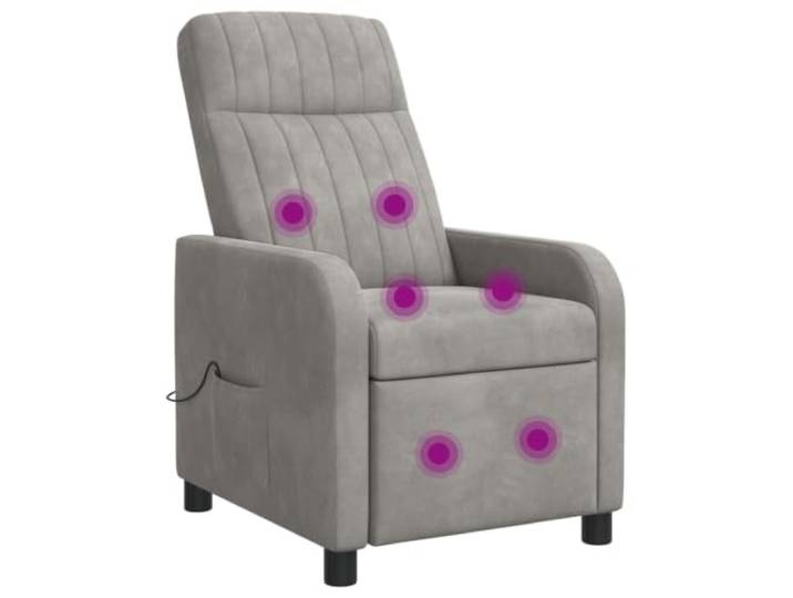 Relaxsessel Hellgrau Samt Verstellbar Sessel Flache Armlehnen, 100% Polyester-Samt, Metall- und Holzwerkstoffgestell, Wohnzimmer, Arbeitszimmer