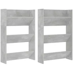 vidaXL Wand-Schuhschränke 2 Stk. Betongrau 60x18x90 cm Holzwerkstoff