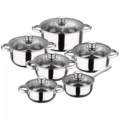 San Ignacio - Cassel Kochgeschirr-Set 14/14/16/18/20/24 cm aus Edelstahl, geeignet für Induktion