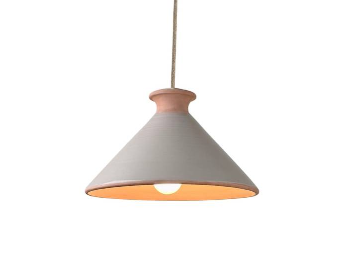 Suspension en terre cuite émaillée beige d.25cm