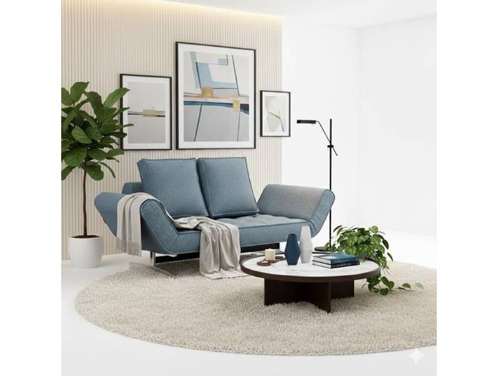 Schlafsofa Lampard Webstoff 210x93x67 cm Kunstfaser 67x210x93cm Blau modern