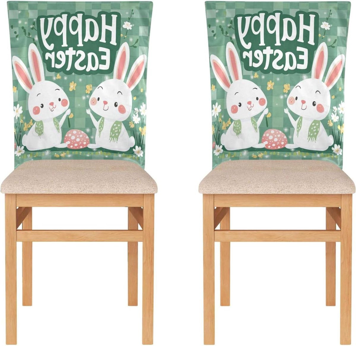 Set van 6 elastische eetkamerstoelhoezen voor het beschermen van je meubels - Paasdag Mr & Mrs