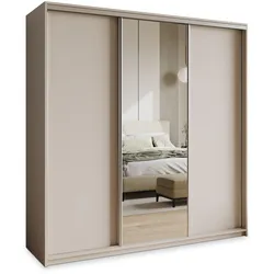 SCHWEBETÜRENSCHRANK TAVI 200/205/60 cm 3-türig mit Spiegel Kaschmir