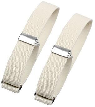 Inspired Living Classic Sleeve Garters For Men & Women Adjustable Shirt Sleeve Holders With Metal Slider (Stripe Plaid) white