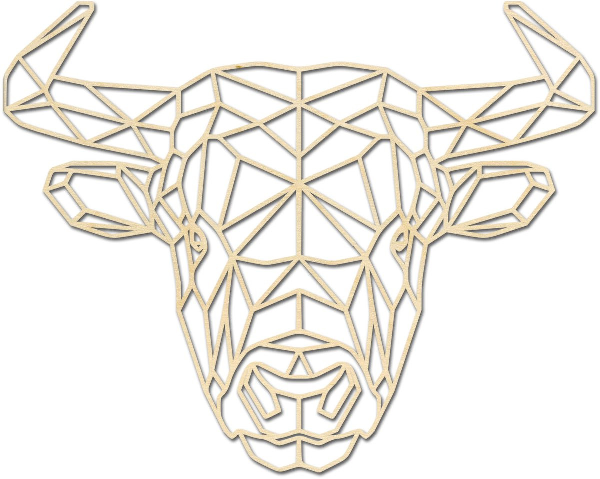 Geometrische Stier Hout-Kado Wanddecoratie voor Volwassenen