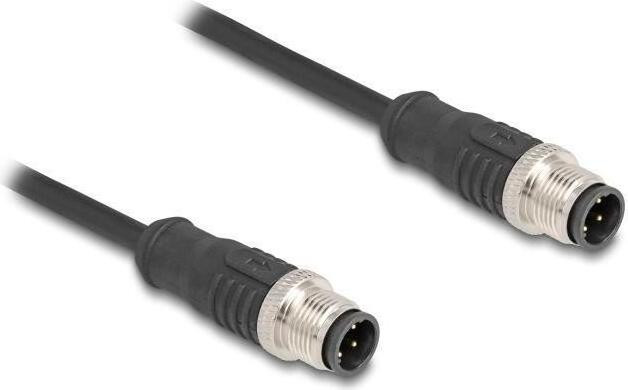 Delock Netwerkkabel M12 4-polig mannelijk naar M12 4-polig mannelijk, 5 meter, S/FTP CAT 5e, D-gecodeerd, Zwart
