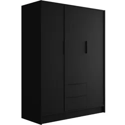 KLEIDERSCHRANK mit Flügeltüren KOLIN 150x200cm Schwarz