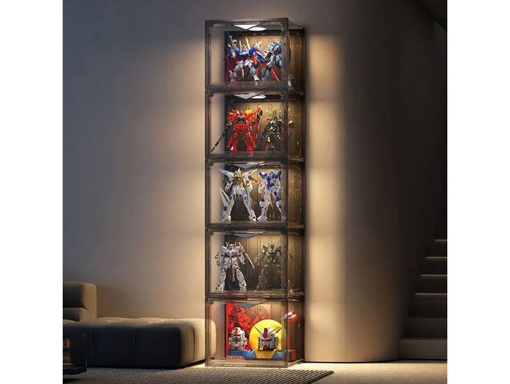 Vitrine en acrylique transparent avec lumières, mini figurine, boîte multicouche transparente, étagères pour Lego, étagère de rangement domestique