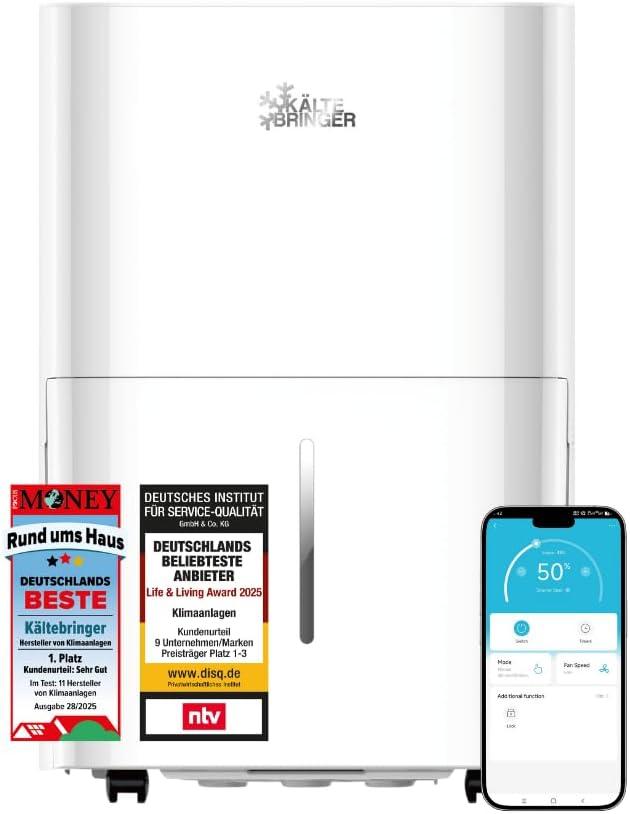Luftentfeuchter - LED Display, WLAN & App - sehr leise & energiesparend - Gegen Feuchtigkeit & Schimmel (20L)