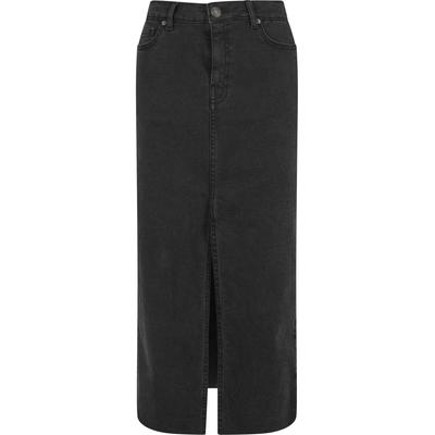 Sommerrock URBAN CLASSICS "Urban Classics Ladies High Slit Denim Skirt", Damen, Gr. 26, schwarz washed, 100% Baumwolle, unifarben, normal, Röcke