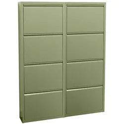Ebuy24 Pisa Schuhschrank mit 8 Klappen/Türen in Metall grün. Fertig montiert geliefert.