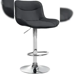 Décoshop26 - Barhocker x1 drehbar ergonomische Form Ziernähte schwarzes PVC verchromtes Metallgestell 10_0005761 10_0005761