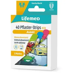 Lifemed Pflaster-Strips Box 6 cm x 1,7 cm farbig "Autos" 6 Packungen à 40 Stück = 240 Stück