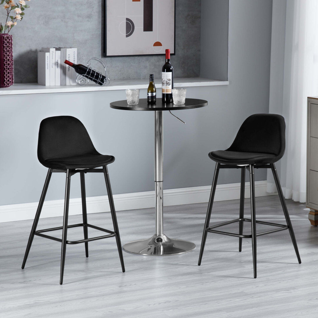 Brayden Studio Bar Stools, Breakfast Bar Stools, Kitchen Stools with Back, with Cushioned PP Seat and Metal Frame w Black Velvet 2