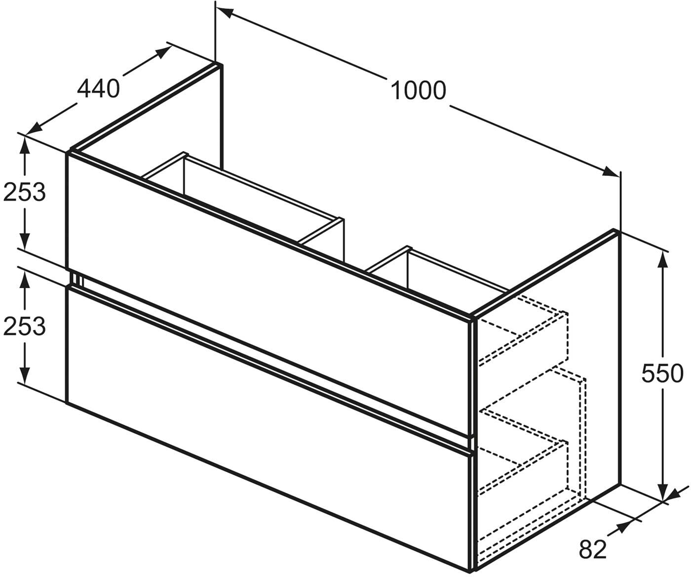 Ideal Standard Waschtischunterschrank 2 Auszüge 100 x 44 x 55 cm