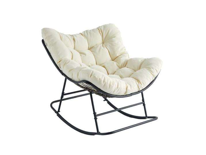 Fauteuil Papasan suspendu œuf avec coussin pour jardin et balcon jusqu'à 204 kg Beige