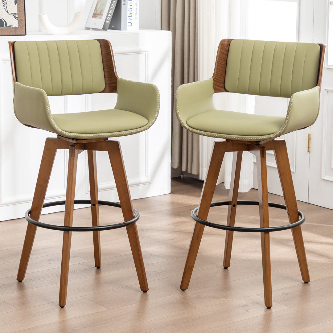 Blue Elephant Modern Faux Leather Upholstered Swivel Stools Green Bar Stool (75.5cm Seat Height)