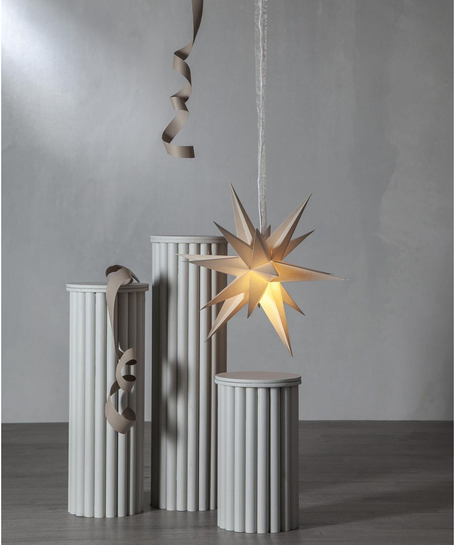LED Dekolicht "Trading Papierstern December", beige (natur), H:45cm Ø:45cm, PARFORCE TRADITIONAL HUNTING, Leuchten, LED Dekolicht natur Ø 45cm H: 45cm