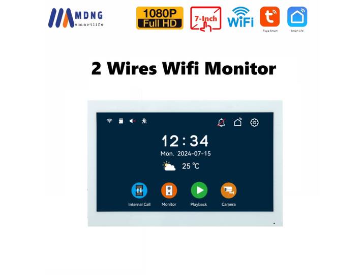 Sonnette WIFI intelligente Tuya 1080P, caméra d'appartement, interphone vidéo, 2 fils, 7/10 pouces, sans fil, WIFI, IPS, moniteur tactile, déverrouillage 5 en 1