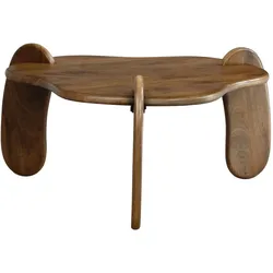 KADIMA DESIGN Couchtisch 78x78x39,5 cm Mango Massivholz Walnussfarben Sofatisch Niedrig, Dreibein Wohnzimmertisch Organisch, Design Kaffeetisch Wohnzimmer Modern