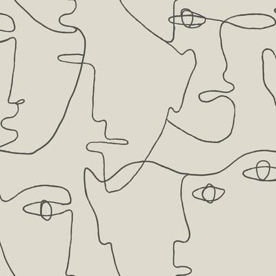 York Wallcoverings Linen & Charcoal Pablo Portraits Peel and Stick Wallpaper