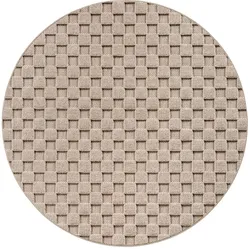 Teppich Wohnzimmer Schachbrett Waschbar Strapazierfähig Beige 120x120 OEKO-TEX Schadstoffgeprüft – LANGAU von Kadima Design