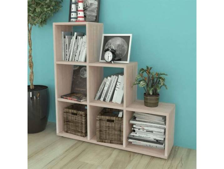 Bibliotheque Etagere SKM Bibliothèque Meuble de Rangement 104 x 29 x 107 cm Couleur de Chêne Colonne avec 6 Compartiments pour A790