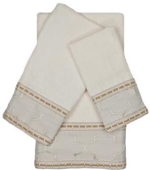 Austin Horn En Vogue Austin Horn En'Vogue Stanton Ribbon Ecru 3-piece Decorative Embellished Towel Set