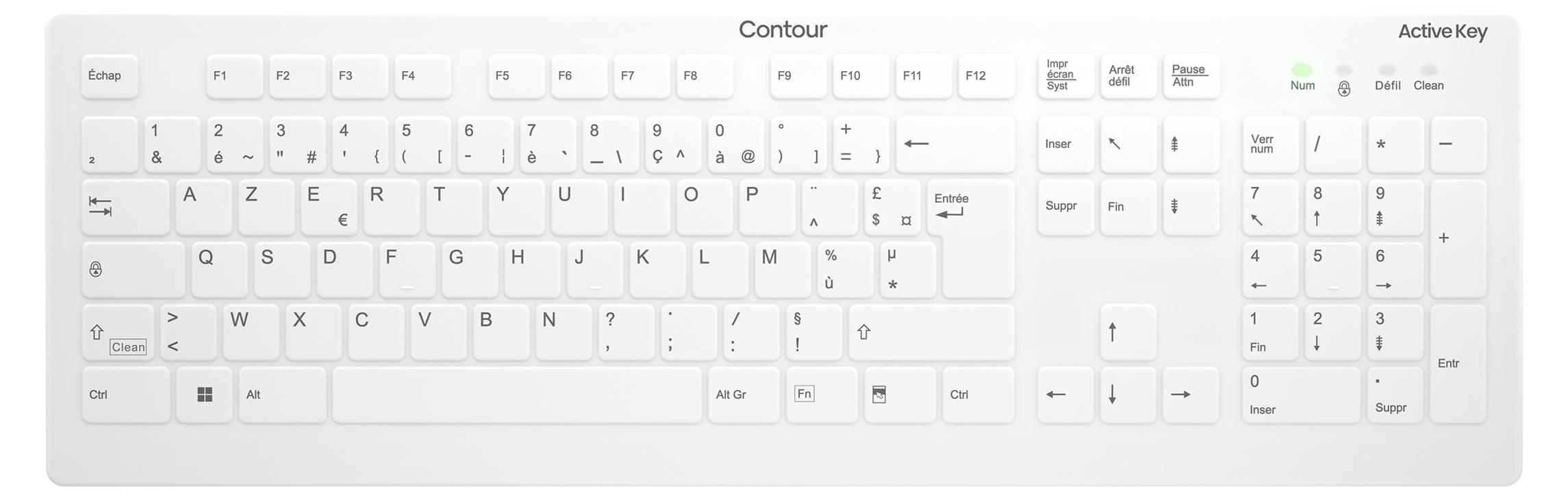 Contour Design Active Key AK-C8112, Volle Größe (100%), Kabellos, RF Wireless, Scherenschalter, AZERTY, Weiß