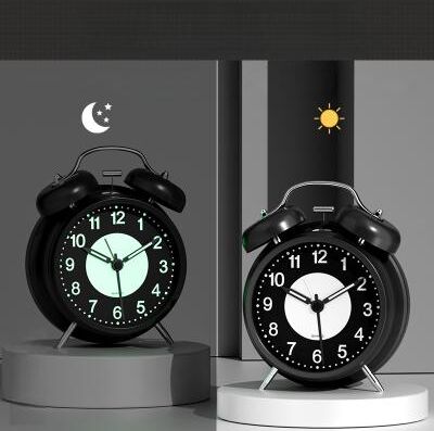 Daily Discovery Luminous Alarm Clock Battery Powered Night Light Bedside Table Clock For Bedroom And Living Room black