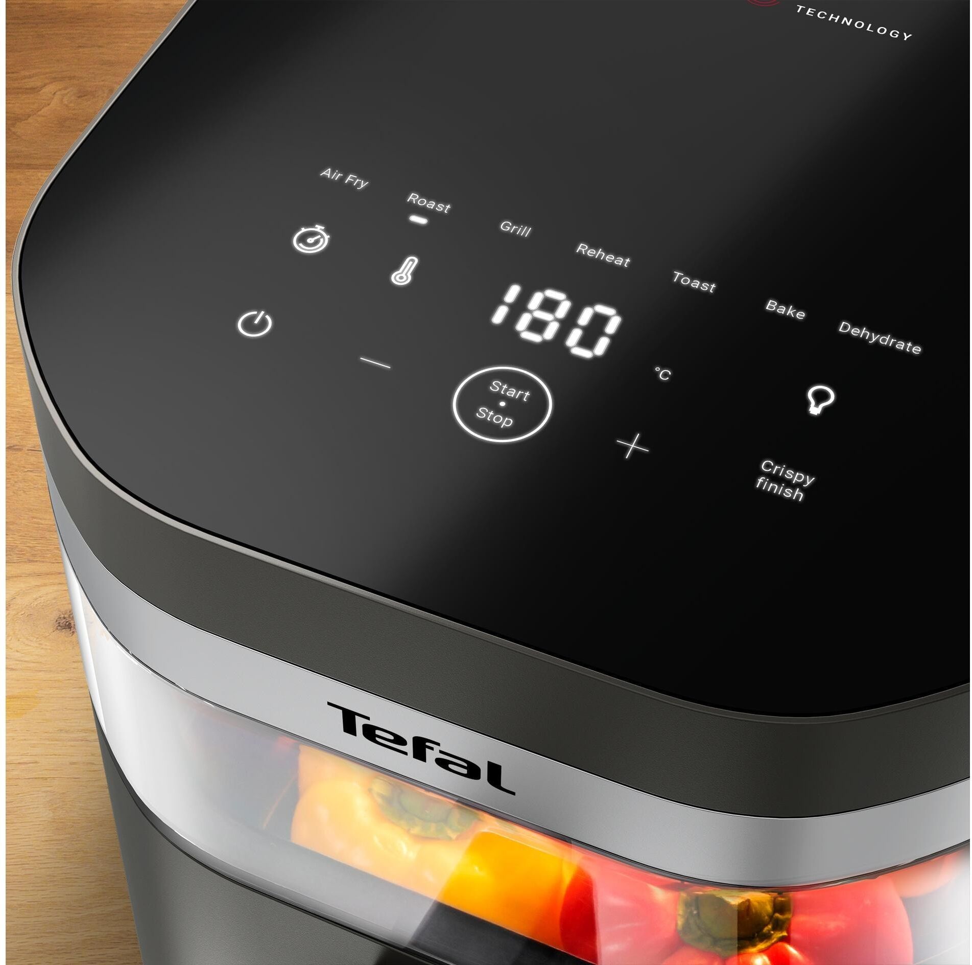 Tefal Heissluftfritteuse "Easy Fry Infrared", schwarz (dunkelgrau), B:27,9cm H:31,3cm T:42,1cm, Fritteusen, 8 Programme, Sichtfenster, doppelte Heizelemente, EY832H, Heissluftfritteuse dunkelgrau Einheitsgröße
