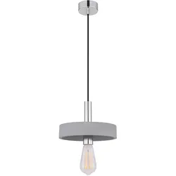 Pendelleuchte Deckenlampe Beton Ringleuchte Esszimmerlampe 1 flammig Industriell Hängeleuchtet, Beton grau verchromt, Fassung 1x E27, DxH 23x171 cm