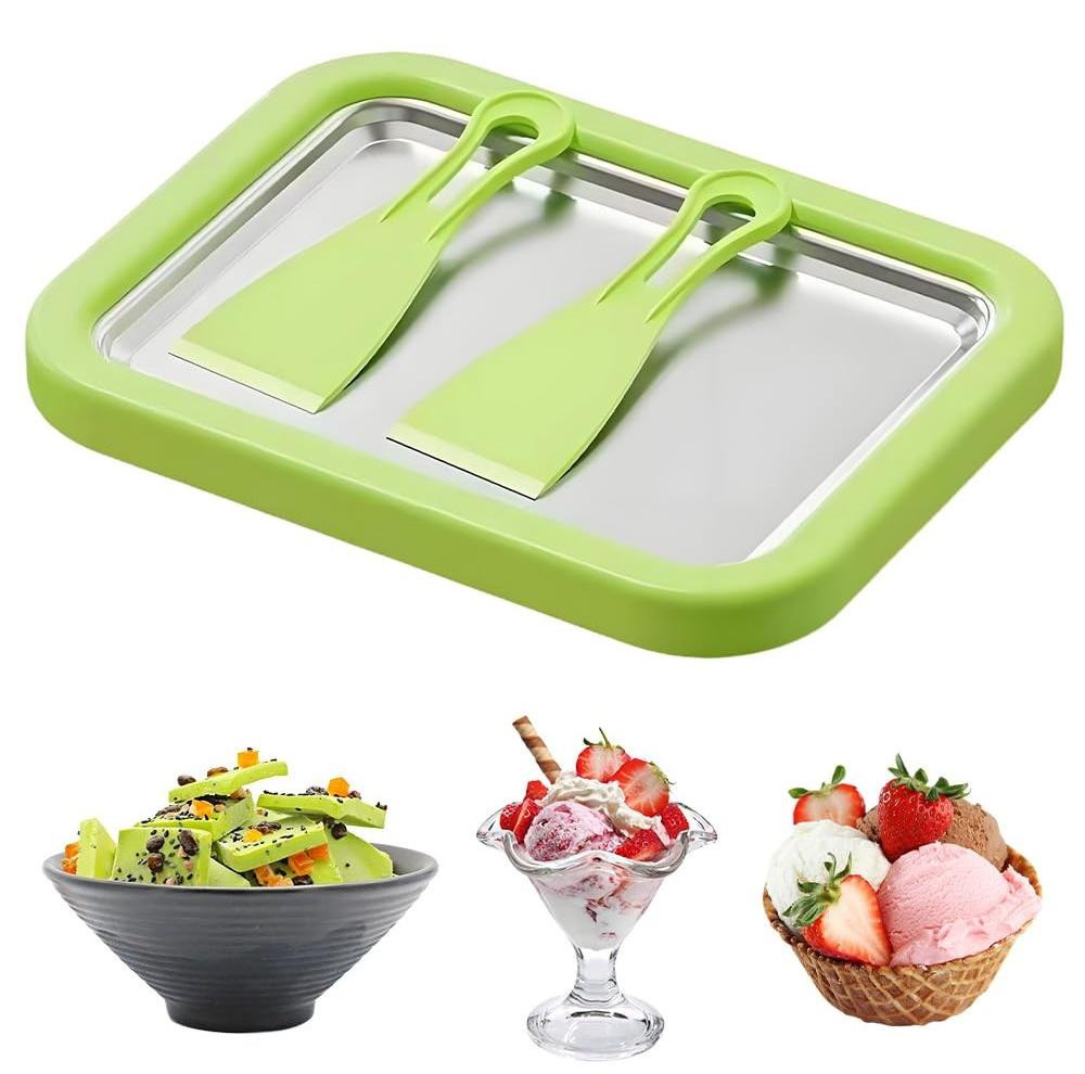 Ice Roller Maker Pan met 2 Spatels voor Zelfgemaakte Rolled Ice Cream