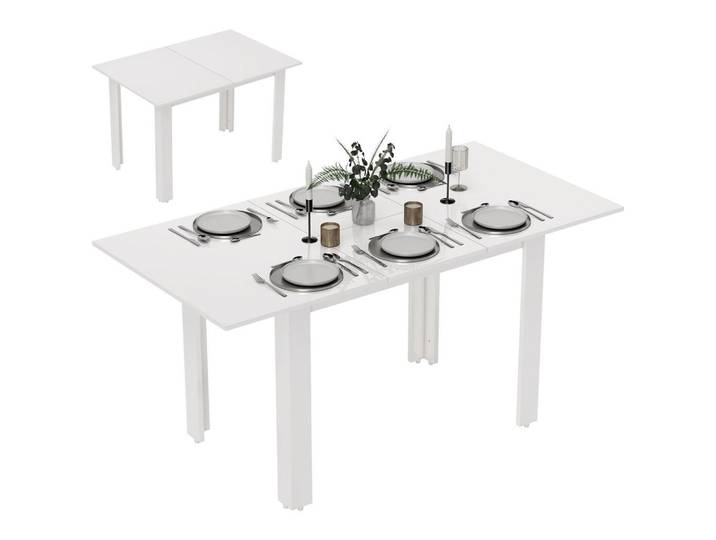 ComfortXL Esstisch ausziehbar De-08387 120-160 cm Hochglanzweiß, Weiß Hochglanz, 80x78x160 cm, Esszimmer, Esstische