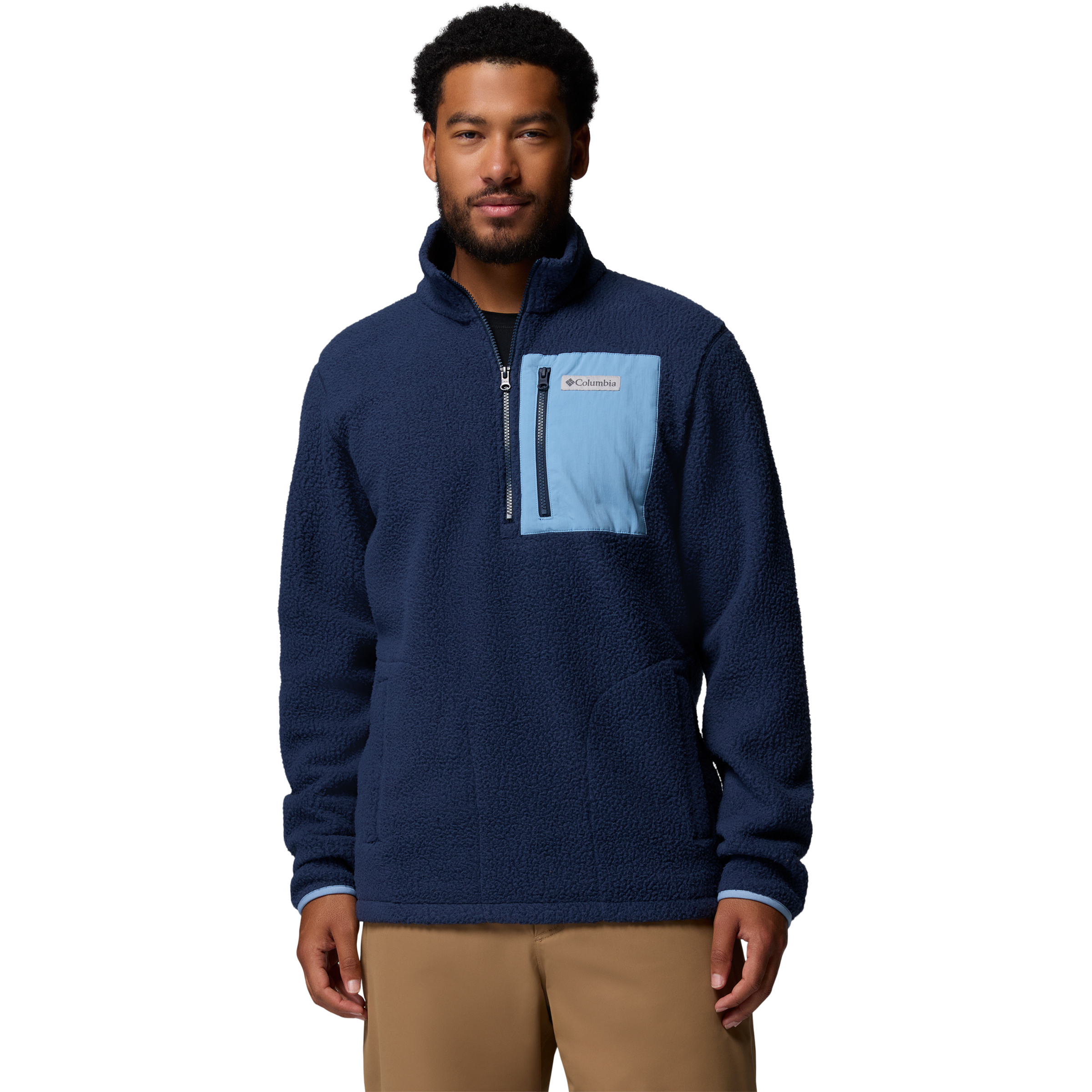 Columbia Jasper Ridge Pebbled Half Zip Herren Pullover blau Größe S Trekking Widerstandsfähig