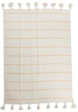 Storied Home Striped Cotton Throw Blanket with Tassels