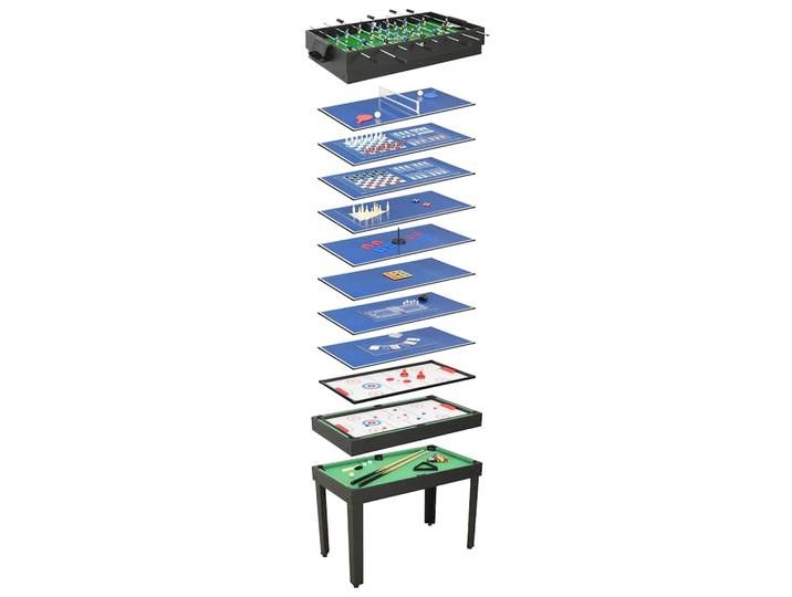 vidaXL 15-in-1 Multigame-Tisch 121×61×82 cm Schwarz