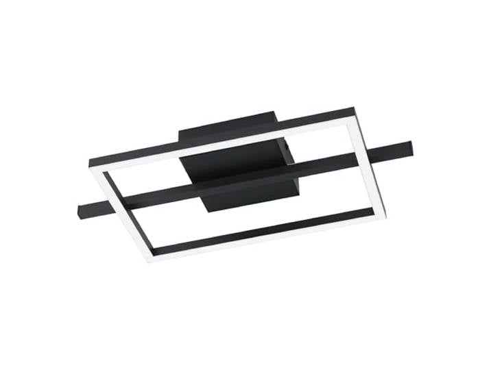 Eglo Lampe de plafond LED Amandolo\, plafonnier carré à intensité variable avec télécommande\, luminaire géométrique en métal noir\, blanc chaud froid\, rétro-éclairage RGB