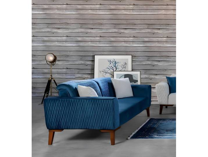 Xlmoebel 3-Sitzer Babyblaue Samt Couch für elegantes Wohnzimmerdesign, 3-Sitzer 1 Teile, Made in Europa