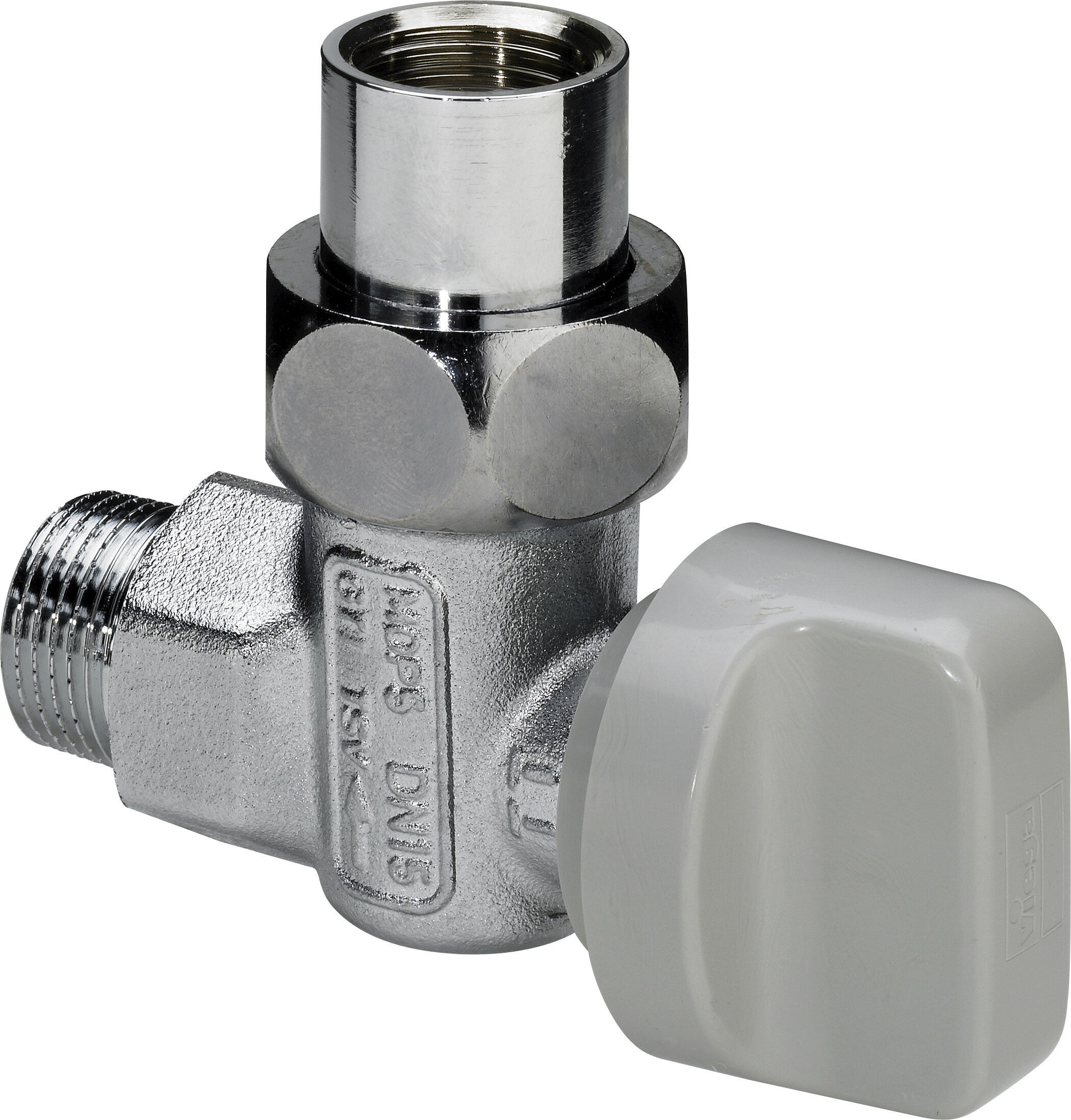 Vanne à bille pour appareil à gaz Viega 526177 R/Rp 1/2, laiton chromé, angle, avec TAE