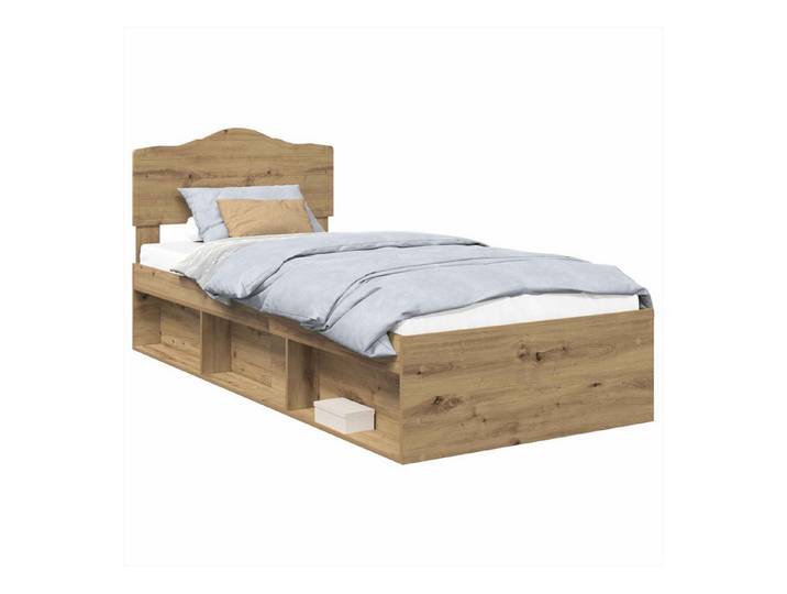 vidaXL Bett Bettrahmen Kunsthandwerk Eiche 75 x 190 cm Massives Kiefernholz (1-tlg)