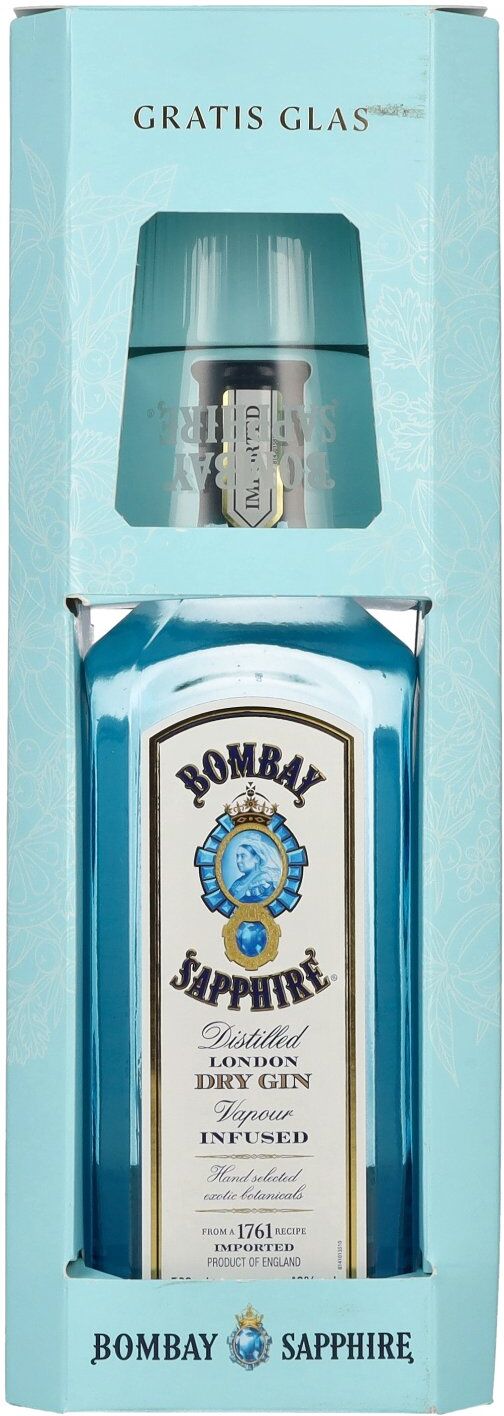 Bombay Gin Bombay SAPPHIRE London Dry Gin 40% Vol. 0,7l in Geschenkbox mit Glas